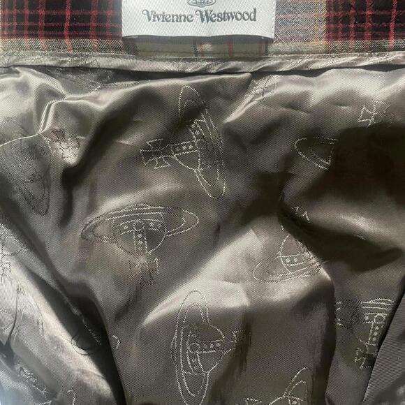 Vivienne Westwood Red Plaid Drunken Midi Pencil Drape Skirt - Picture 6 of 8